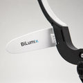 BiLumix white forehead plate installed on a compatible dental headlamp