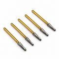 Five Yepdent 856-024 FG carbide burs with 2.4 mm tapered cutting heads for use with Power Extractor Kit 7820