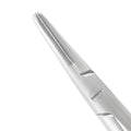 Macro detail of the curved working end on the 16 cm Castroviejo needle holder, SKU 5409C