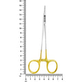 Crile-Wood curved needle holder 5506 shown next to ruler for scale