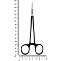 Crile-Wood straight Black Edition needle holder 5505B pictured beside ruler for scale