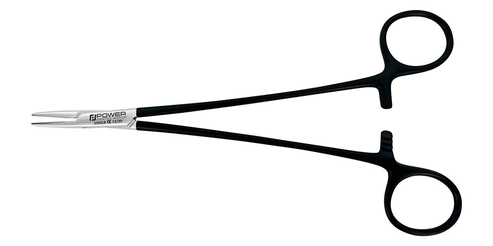 Crile-Wood straight needle holder, Black Edition, 18 cm, tungsten carbide gripping jaws, SKU 5505LB