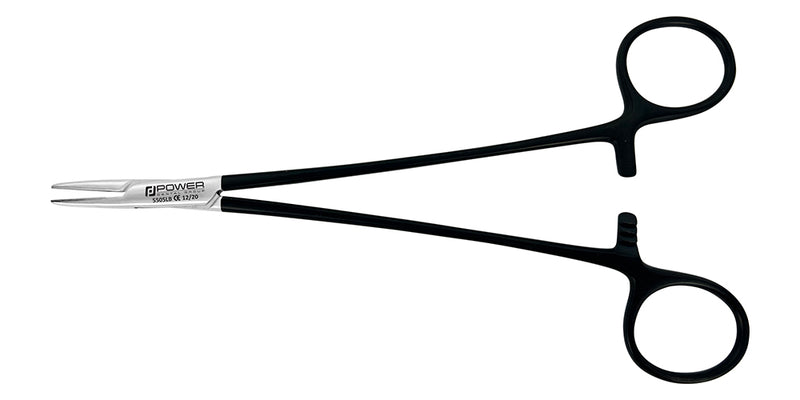 Crile-Wood straight needle holder, Black Edition, 18 cm, tungsten carbide gripping jaws, SKU 5505LB