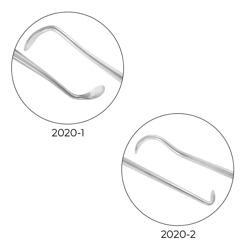 Close-up of ES-1 and ES-2 working ends from the Dr. Eric Park Sinus Lift Curette Kit
