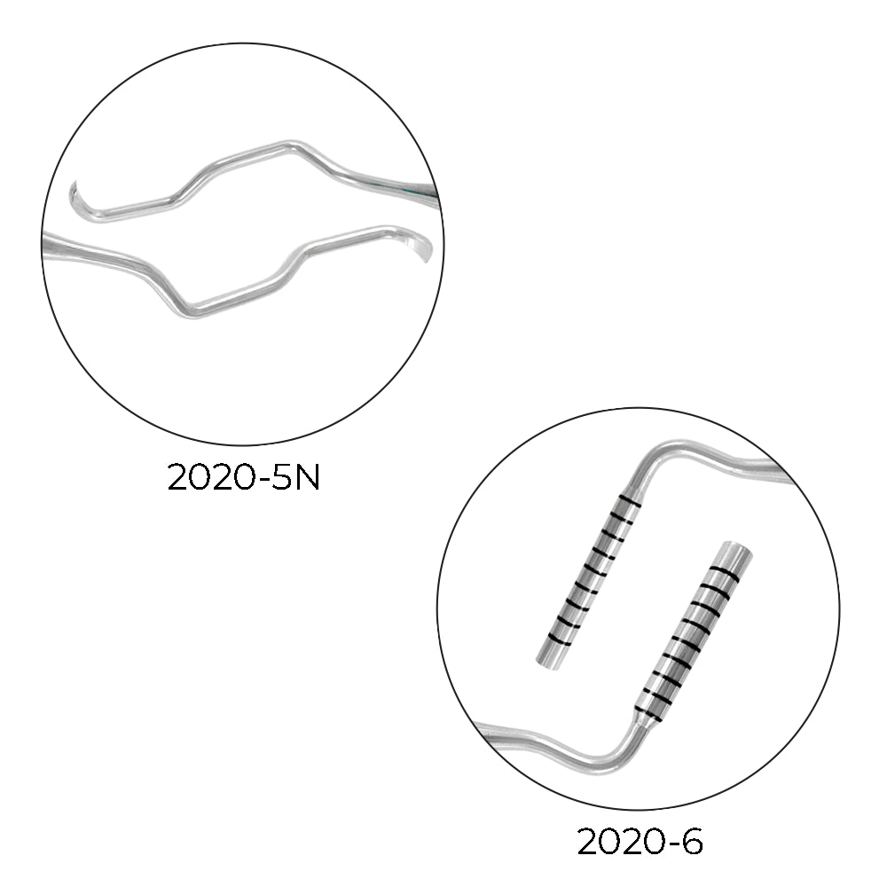 Close-up of ES-5N and ES-6 working ends from the Dr. Eric Park Sinus Lift Curette Kit