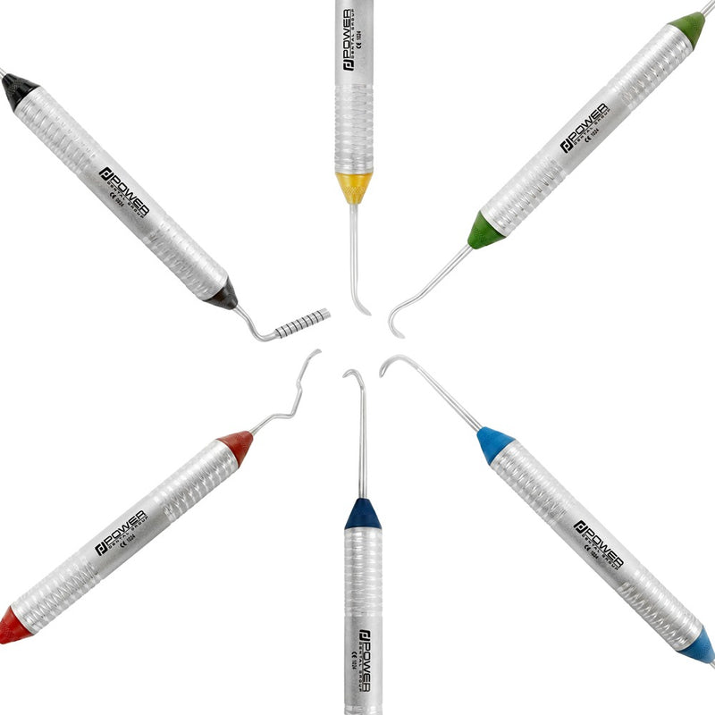 Dr. Eric Park Sinus Lift Curette Kit – Set of 6, radial group view of included instruments