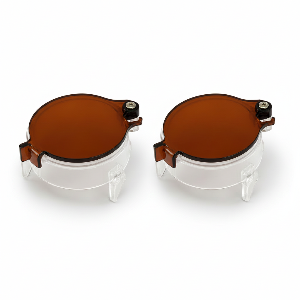 Front view of Dr. Kim Clear / Dark Brown Amber Filters for KIMS-BK and KIMV headlamps