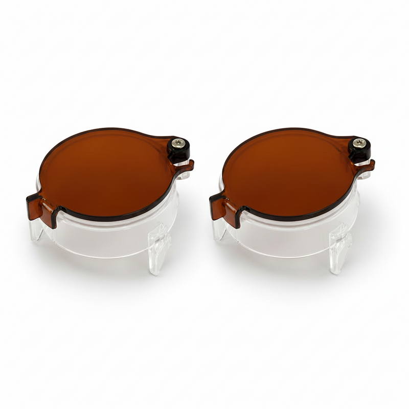 Front view of Dr. Kim Clear / Dark Brown Amber Filters for KIMS-BK and KIMV headlamps
