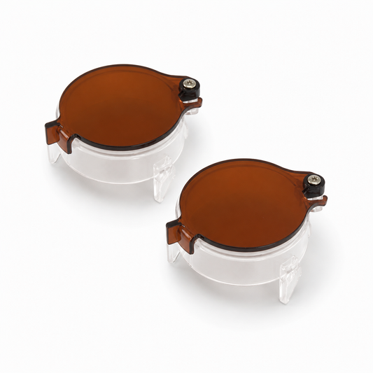 Dr. Kim Clear / Dark Brown Amber Headlamp Filters pair with dual-layer design