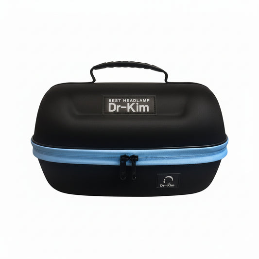 Hard travel case included with Dr. Kim LED Surgical Headlamp Black Kit KIMS-BK
