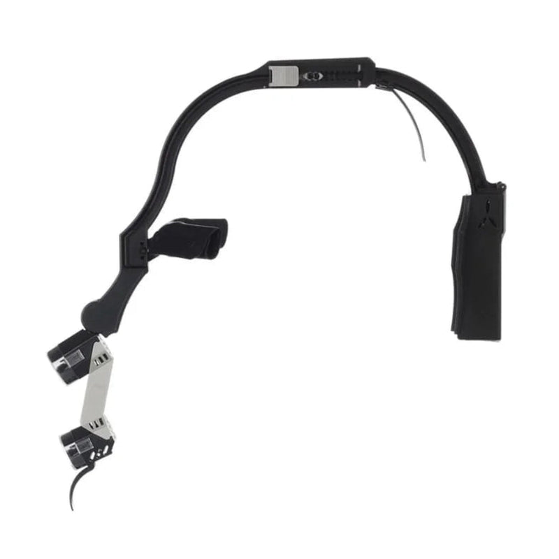 Side profile of Dr. Kim LED Surgical Headlamp KIMS-BK with ergonomic 2-point C-ERGO mounting system