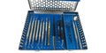 Open peri-implant surgical kit showing 14 instruments arranged in cassette