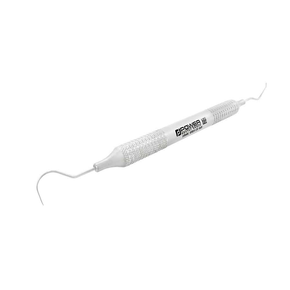 EXD 5 dental explorer showing ergonomic 6EZ handle with diamond knurling for enhanced control