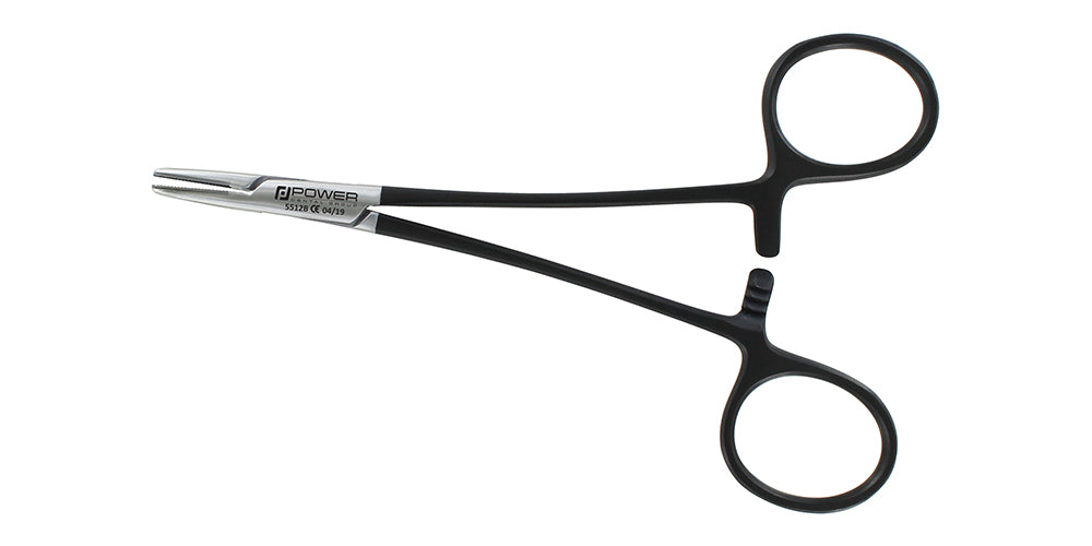 Alternate view of the two-tone black-and-silver Halsey needle holder, 13 cm, SKU 5512B