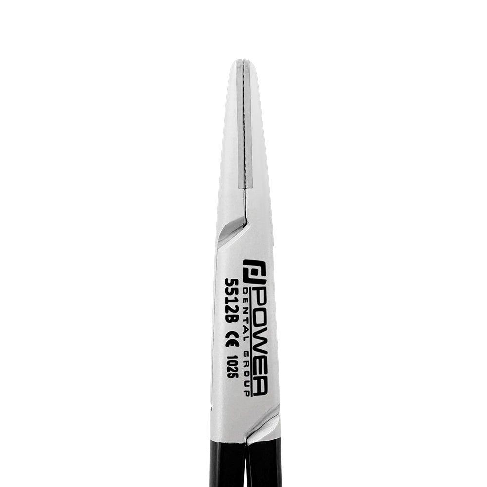 Macro view of the tungsten carbide gripping surfaces on Halsey Black Edition needle holder, SKU 5512B