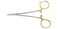 Alternate view of the 13 cm Halsey needle holder with gold-tone finger-ring handles, SKU 5512