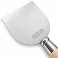 Close-up of Hot Plate Spatula 6830 showing the stainless steel plate, Dental USA engraving and metal ferrule