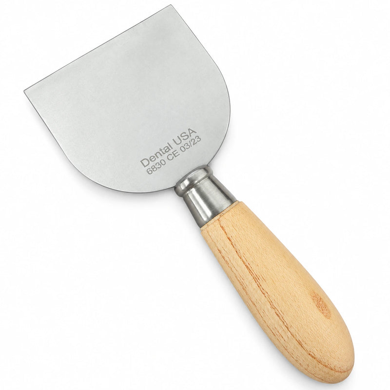 Hot Plate Spatula 6830 with a wide stainless steel working plate and natural wooden handle