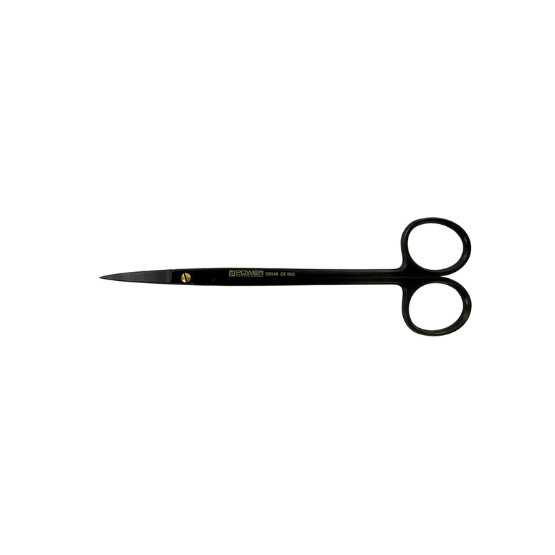 Kelly Super Cut Suture Scissors – Straight, 6.3 in (16 cm) – Black Titanium with one serrated blade
