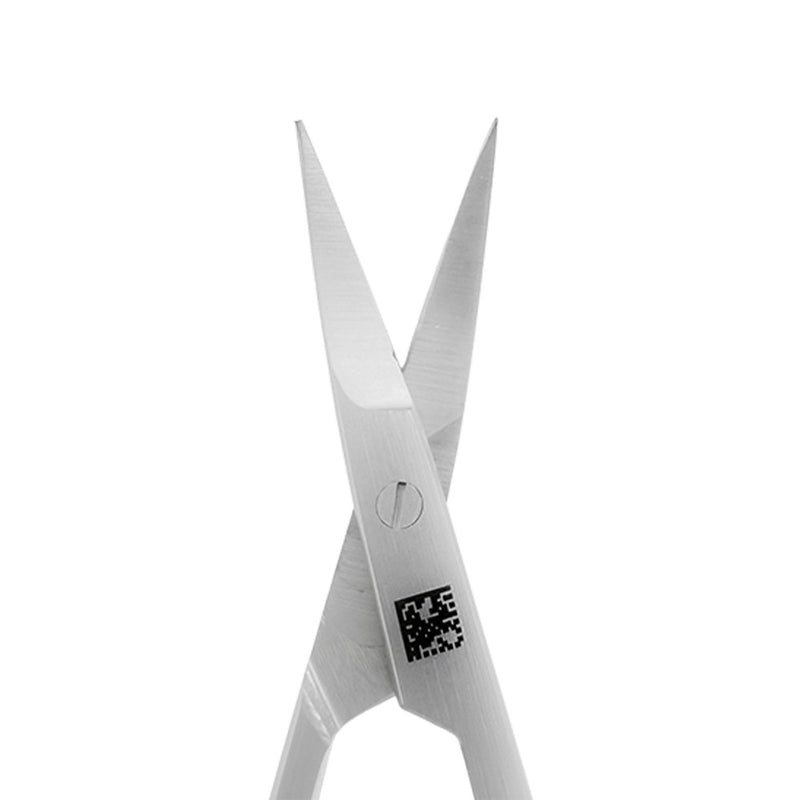 Pointed tip and serrated blade detail on LaGrange scissors
