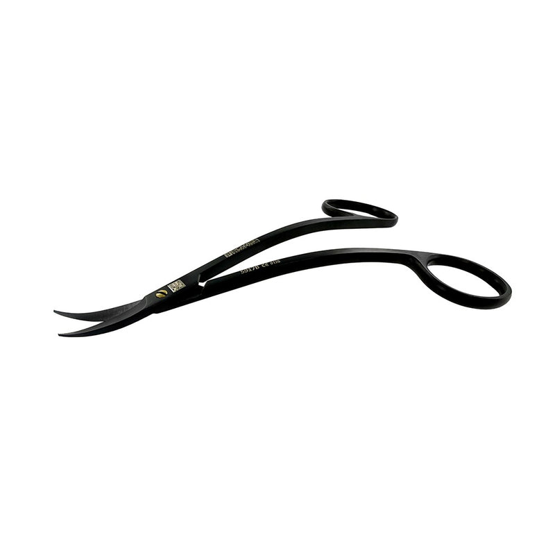 Open view of LaGrange Super Cut Suture Scissors – Double Curved – Black Titanium