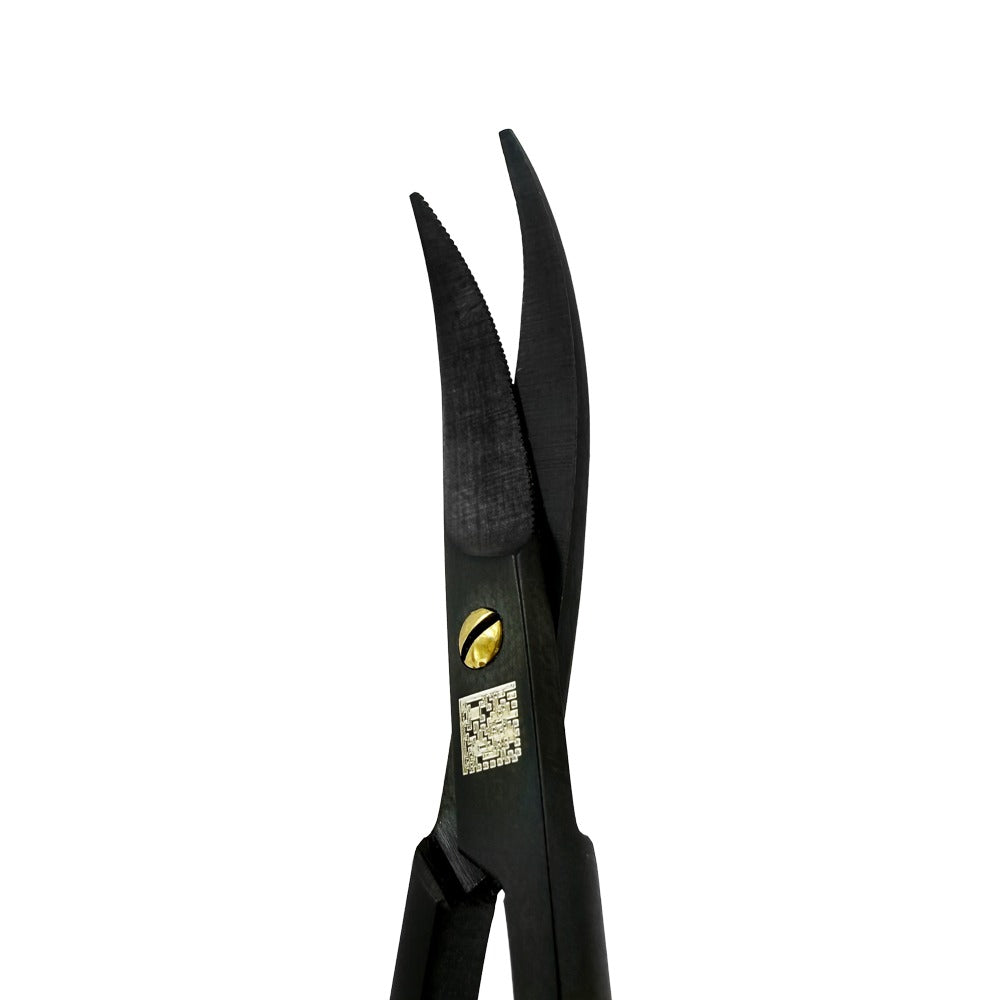 Working-end detail of double-curved LaGrange Super Cut suture scissors