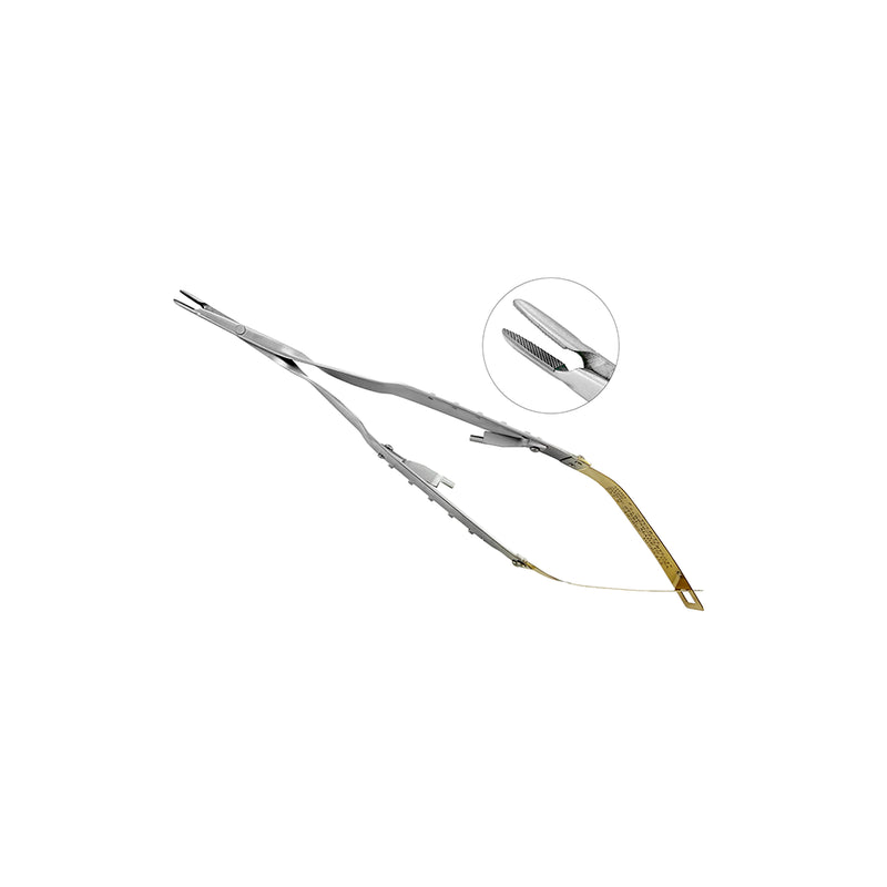 LASCHAL universal Castroviejo lock needle holder with straight tungsten carbide tips, 17.75 cm