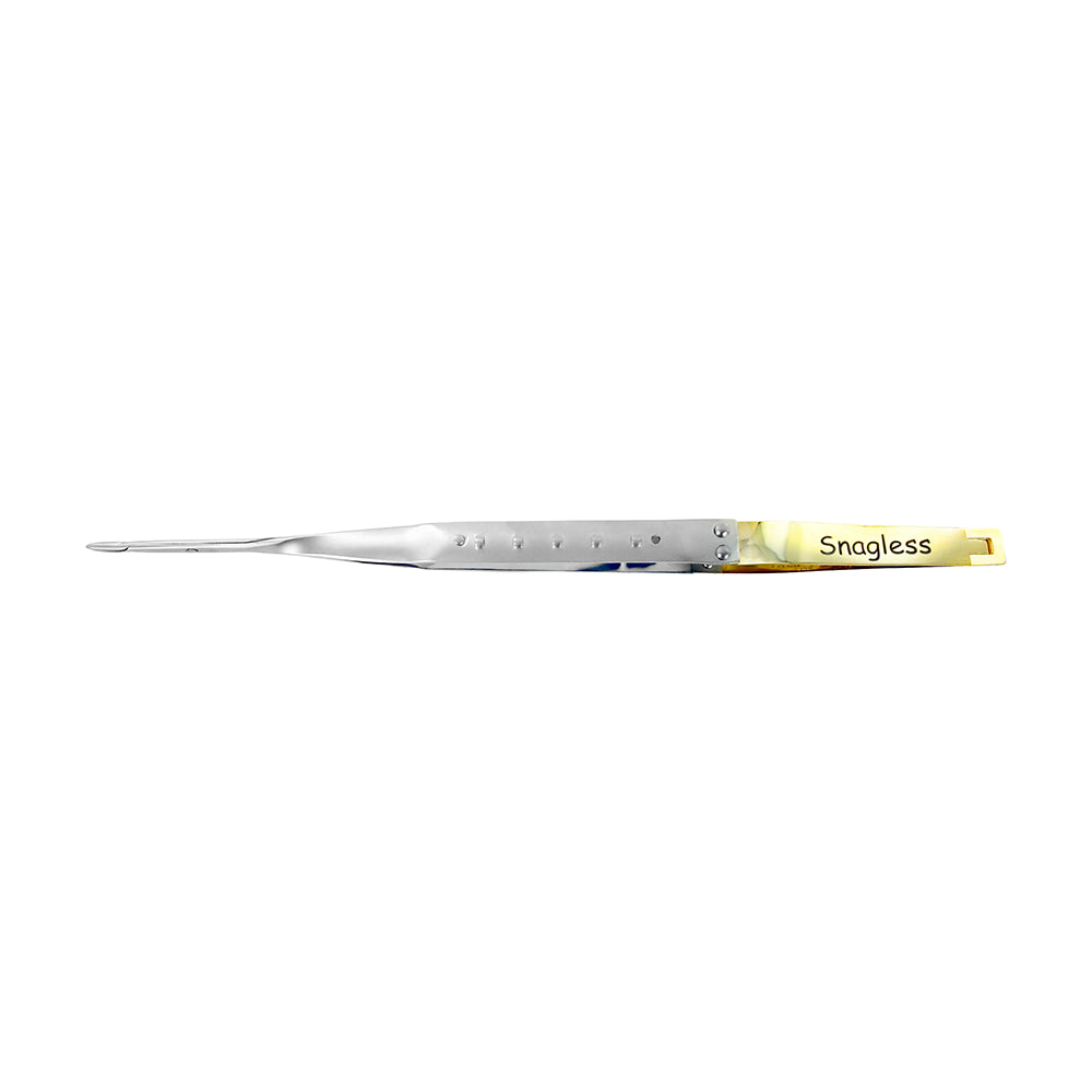 Side view of LASCHAL universal straight Castroviejo lock needle holder