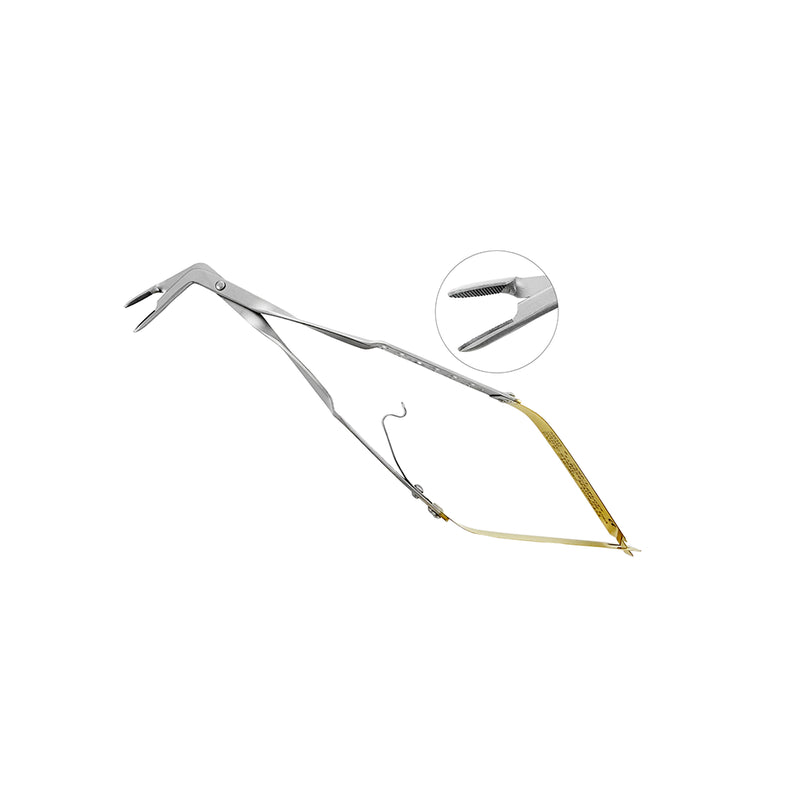 LASCHAL Universal RAPTOR Forceps with 75 degree angled carbide tips and Thumlok lock, 14.75 cm