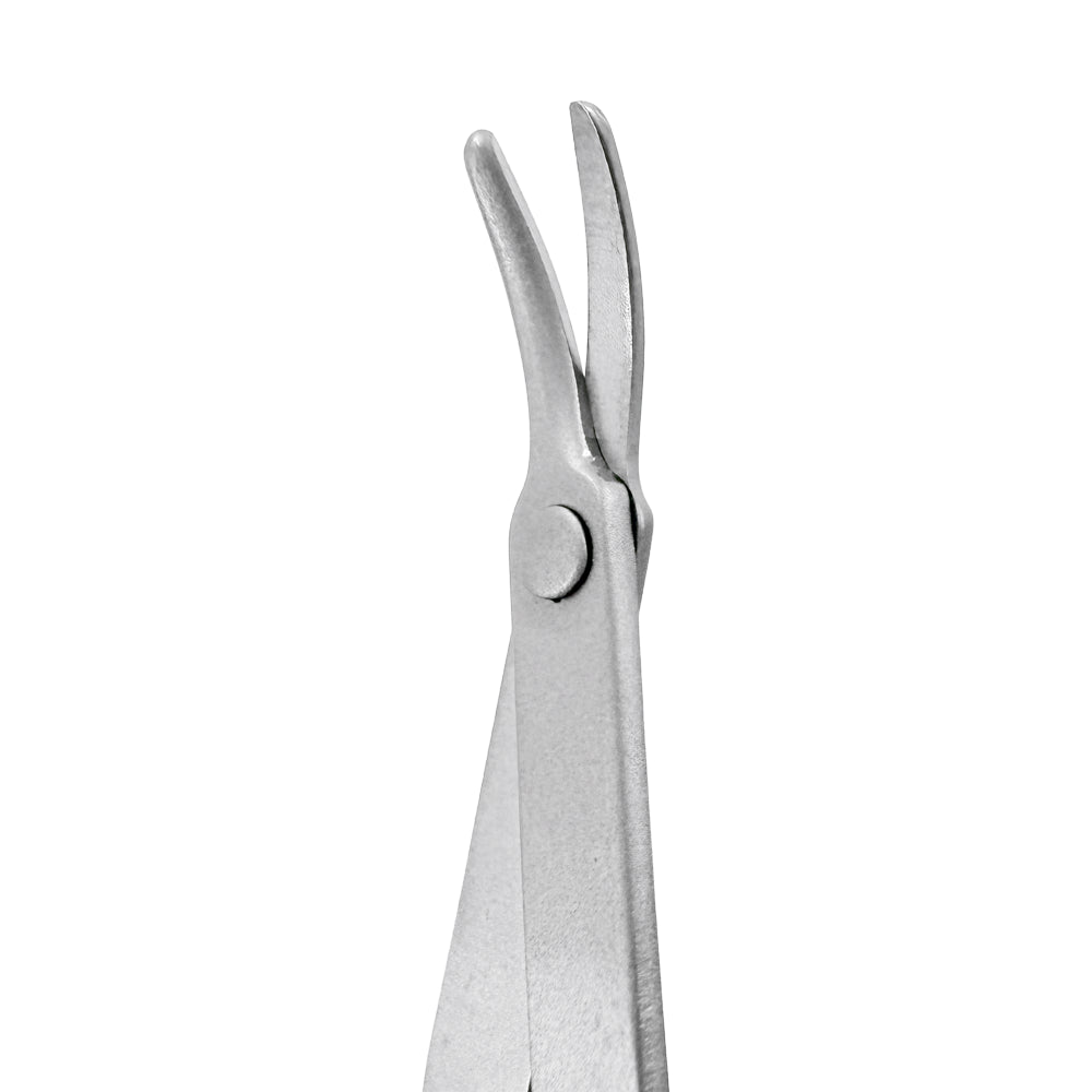 Close-up of blunt duckbill tips on LASCHAL SofTouch curved suture scissors