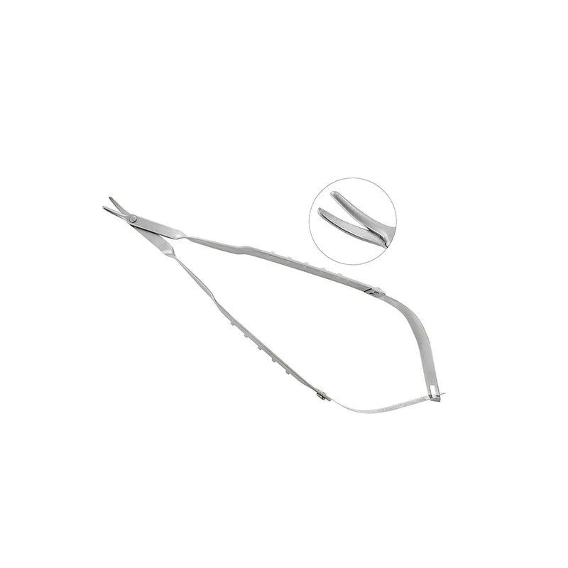 LASCHAL SofTouch curved suture scissors with blunt duckbill tips and round handle, 17 cm