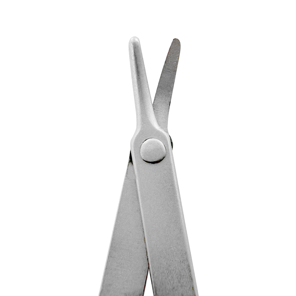 Curved working-end detail of LASCHAL SofTouch suture scissors with blunt tips