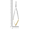 LASCHAL universal Thumlok needle holder with ruler showing 18 cm overall length