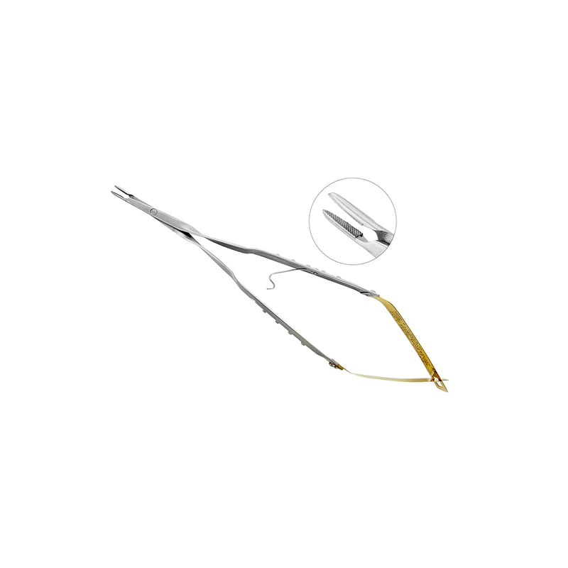 LASCHAL universal straight needle holder with Thumlok lock and tungsten carbide tips, 18 cm