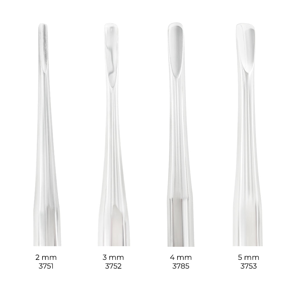 Luxator Kit – Straight Luxator Working Ends, 2 mm, 3 mm, 4 mm, and 5 mm Close-Up