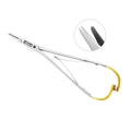 Mathieu wide-jaw needle holder, 17 cm, with tungsten carbide gripping surfaces and spring handles, SKU 5502L