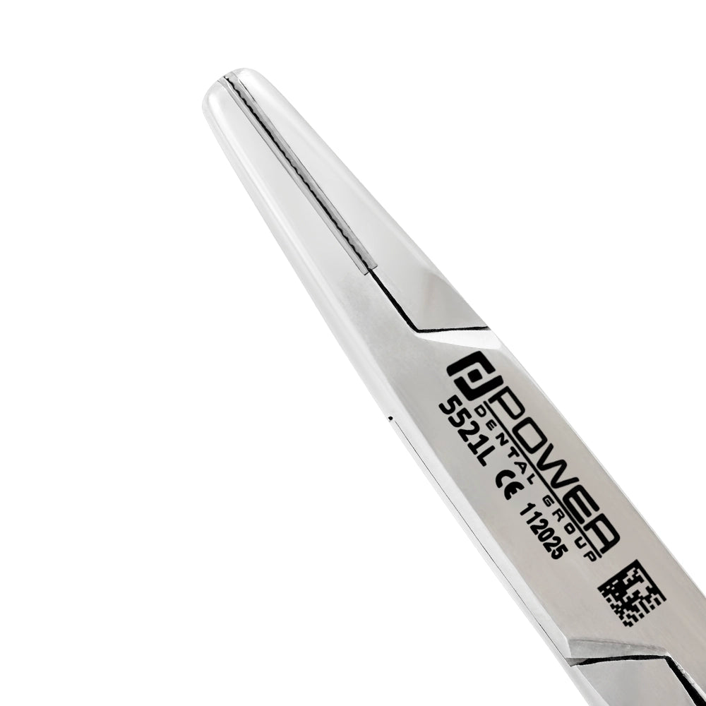 Detail of the tungsten carbide gripping end on Mayo–Hegar needle holder SKU 5521L