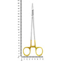 Mayo–Hegar tungsten carbide needle holder shown beside ruler for 20 cm length