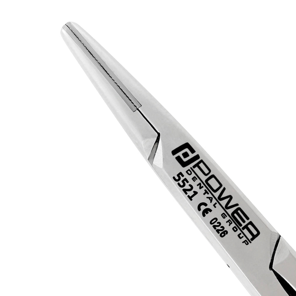 Detail of tungsten carbide gripping tips on Mayo–Hegar needle holder SKU 5521
