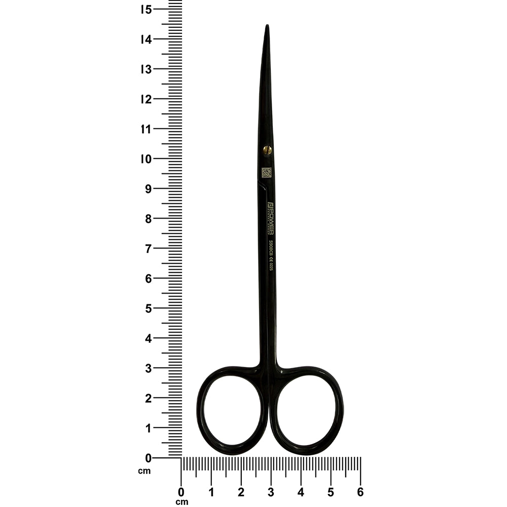 Metzenbaum Super Cut Suture Scissors – Curved, 5.7 in (14.5 cm) – Black Titanium with ruler
