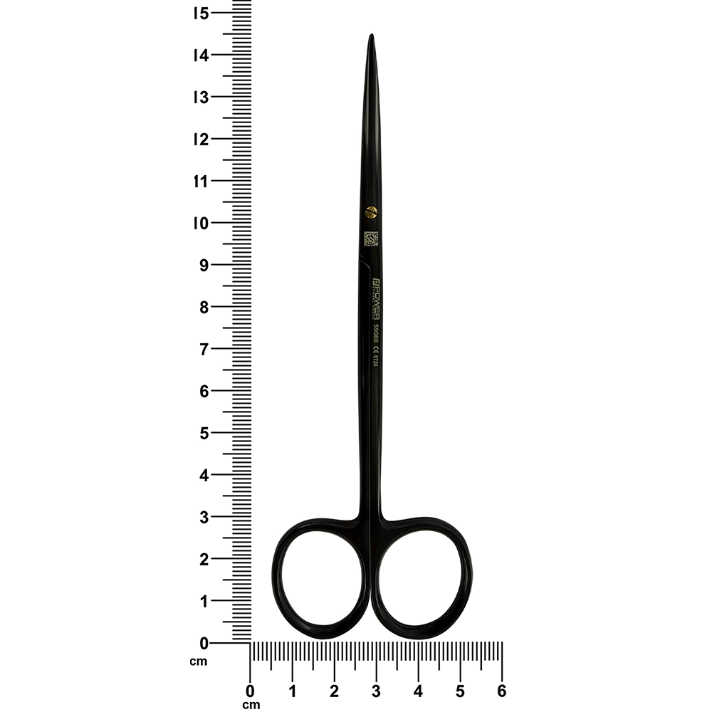 Metzenbaum Super Cut Suture Scissors – Straight, 5.7 in (14.5 cm) – Black Titanium with ruler