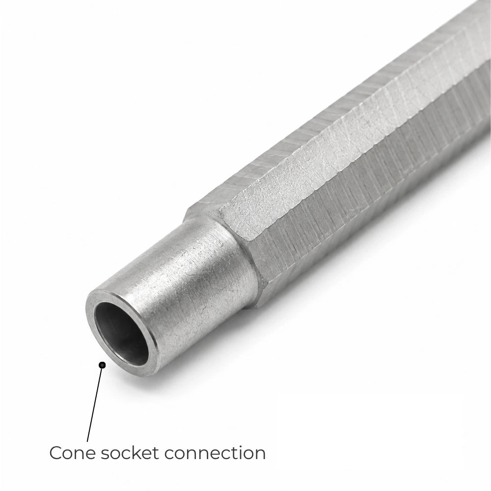 Close-up of Mirror Handle – Thin Octagon cone socket connection