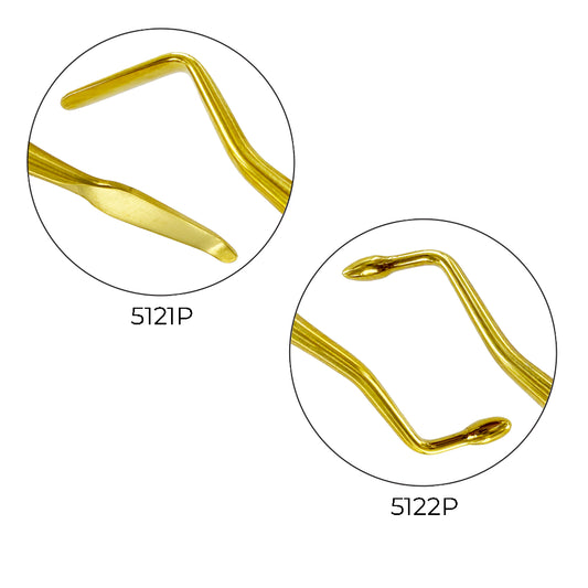 Close-up of 5121P NB Anterior and 5122P NB Occlusal instruments from the NB Composite Instrument Kit, Titanium