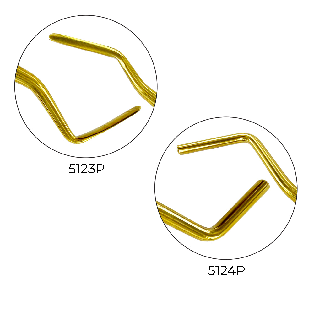 Close-up of 5123P NB Interproximal Carver and 5124P NB Round-Ended Mini Plugger from the NB Composite Instrument Kit, Titanium