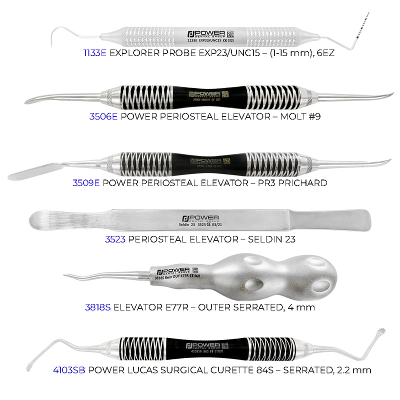 ORCAA Symposium Kit – instrument list with elevators and curettes