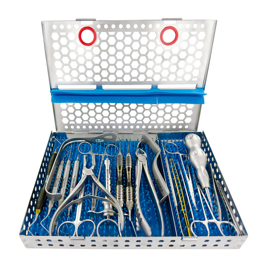 ORCAA Symposium Kit – complete surgical instrument set in cassette, flat view
