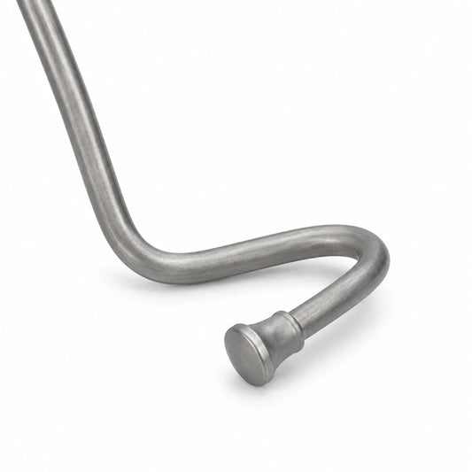 Close-up of the rounded tip on the stainless steel Orringer Hands-Free Dental Retractor