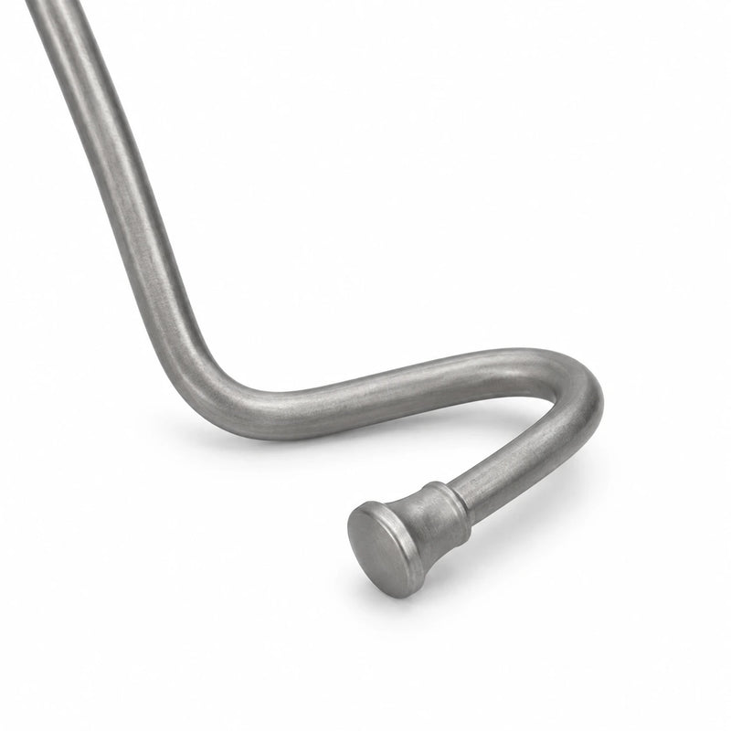 Close-up of the rounded tip on the stainless steel Orringer Hands-Free Dental Retractor