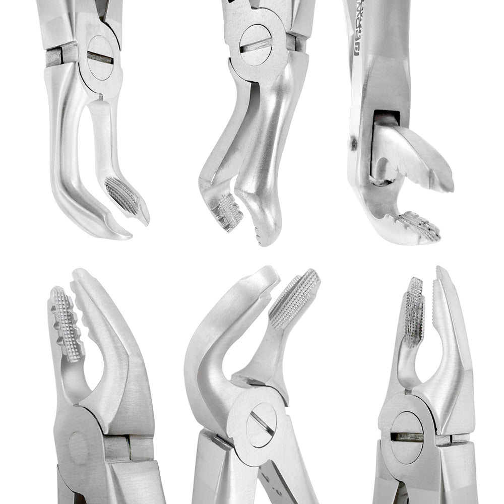 Close-up of the Power atraumatic extraction forceps working ends, standard-handle kit – SKU 9006-BAFO