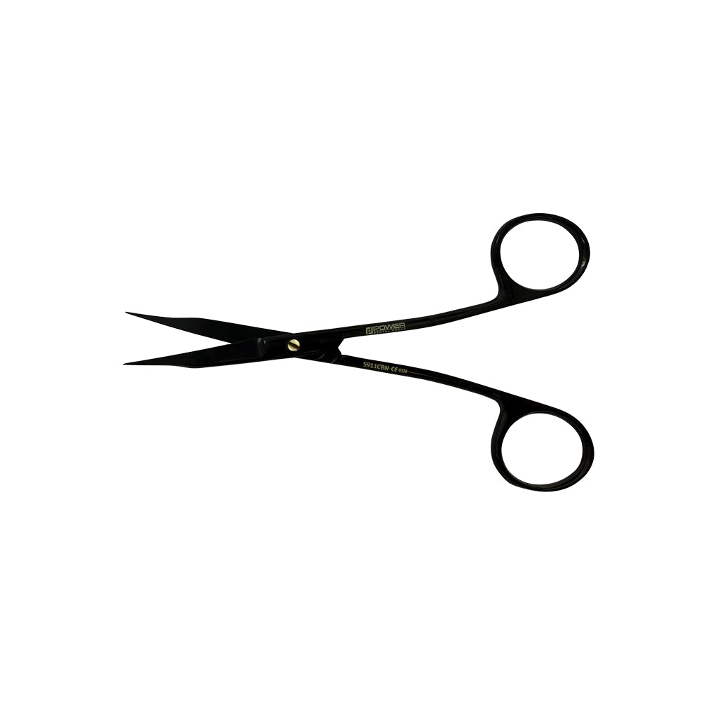 Open view of Power Bow Goldman-Fox Scissors – Curved, 4.9 in (12.5 cm) – Black Titanium